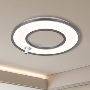 Viokef LED-stropna svetilka Valeria, siva brušena, Ø 60 cm, kovina, Siva, Dnevna soba / jedilnica, Aluminij, Sodobni