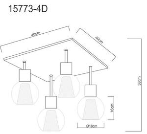 STROPNA SVETILKA BARRY I 43/43/38 cm