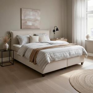Bessagi Home Postelja Boxspring Rinaldo, Bež, Z Nadvložkom, 180x200