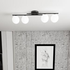 EMIBIG LIGHTING Stropna svetilka Kairo, črna/opal, dolžina 87 cm, 4-delna., zatemnjen, Črna, Dnevna soba / jedilnica, Kovina, Sodobni