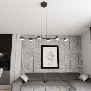 EMIBIG LIGHTING Stropni žaromet, Megara, dolžina 80 cm, kovina, 6-kraki., zatemnjen, Črna, Dnevna soba / jedilnica, Kovina, Sodobni