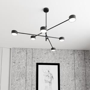 EMIBIG LIGHTING Obesna svetilka Natsu, dolžina 84 cm, kovina, 6-svetlobna., zatemnjen, Črna, Dnevna soba / jedilnica, Kovina, Sodobni