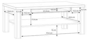KLUBSKA MIZA, 110/45/70 cm barve hrasta
