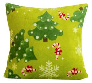 Prevleka za blazino mikropliš CHRISTMAS TREE 45x45 cm, zelena