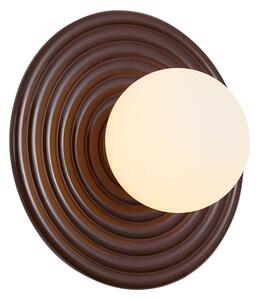 Retro stenska svetilka rjava z opalno okroglo 20 cm IP44 - Lila