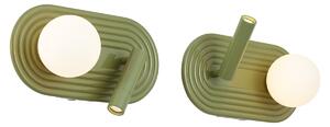 Komplet 2 zelenih stenskih svetilk vključno z LED 3-stopenjsko zatemnitvijo in USB-C - Lila