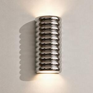 Lucande LED-stenna svetilka Riff, srebrna, keramika, višina 25 cm, zatemnjen, Kovinska, Hodnik, Dizajn