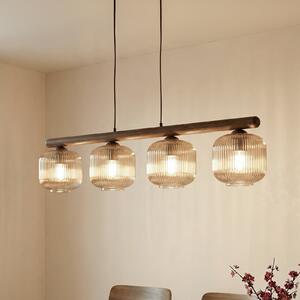 TK Lighting Visoka svetilka Salvia, rjava/konjak, steklo, dolžina 95 cm, E14, zatemnjen, Les, Dnevna soba / jedilnica, Steklo
