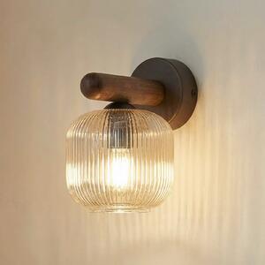 TK Lighting Stenna svetilka Salvia, rjava/konjak, steklo, višina 20 cm, E14, zatemnjen, Les, Dnevna soba / jedilnica, Steklo
