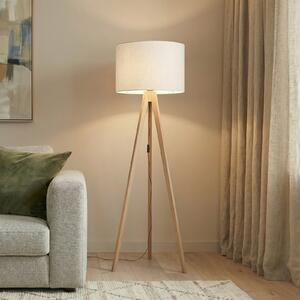 TK Lighting Stojna svetilka Grand, krem/bor, višina 145 cm, E27, Les, Dnevna soba / jedilnica, Les, Sodobni, Tripod