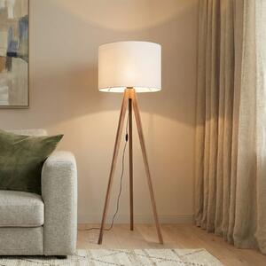 TK Lighting Stojna svetilka Grand, krem/oreh, višina 145 cm, E27, Les, Dnevna soba / jedilnica, Les, Sodobni, Tripod