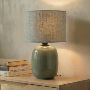 TK Lighting Namizna svetilka Melody, olivno zelena, tekstil, višina 48 cm, E27, Zelena, Dnevna soba / jedilnica, Tkanine / tekstil