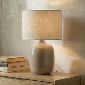 TK Lighting Namizna svetilka Melody, pesek, tekstil, višina 48 cm, E27, Bež, Dnevna soba / jedilnica, Tkanine / tekstil