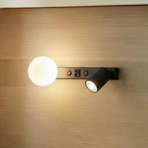 TK Lighting Stenna svetilka Vox, črna, steklo, širina 35 cm, USB, zatemnjen, Črna, Dnevna soba / jedilnica, Steklo