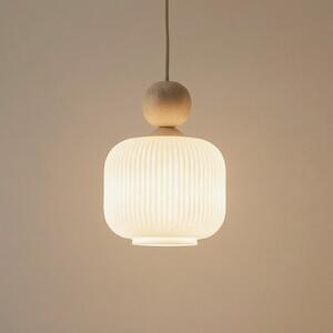 TK Lighting Obesna svetilka Ballo, 1-žarek, bela, steklo, Ø 15 cm, E14, zatemnjen, Bež, Dnevna soba / jedilnica, Steklo