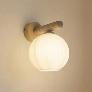 TK Lighting Stenna svetilka Virlo, les, opalno steklo, višina 20 cm, E14, zatemnjen, Bela, Dnevna soba / jedilnica, Steklo