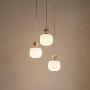 TK Lighting Visoka svetilka Ballo, 3-žarnica, bela, steklo, Ø 35 cm, zatemnjen, Bež, Dnevna soba / jedilnica, Steklo