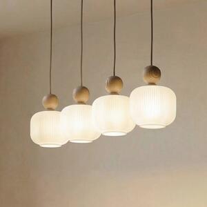 TK Lighting Obesna svetilka Ballo, 4-žarčasta, bež, steklo, dolžina 80 cm, zatemnjen, Bež, Dnevna soba / jedilnica, Steklo