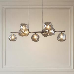TK Lighting Visoka svetilka Lava, rjava, 9-žarilna, steklo, dolžina 116 cm, G9, zatemnjen, Rjava / rjasta, Dnevna soba / jedilnica, Steklo