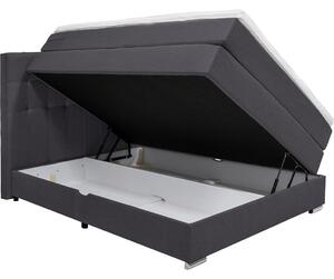 BOXSPRING POSTELJA 140 cm x 200 cm , tekstil temno siva
