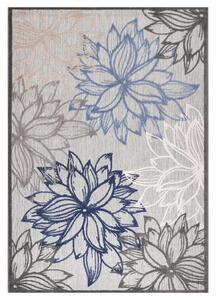 TEKAČ Floral 80/200 cm tkano modra, siva, bela