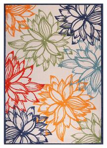 PREPROGA ZA ZUNANJO UPORABO Floral 80/150 cm tkano večbarvno, bela