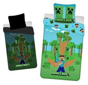 Enojna bombažna otroška posteljnina s svetlečim učinkom 140x200 cm Minecraft "Jungle Fight" – Jerry Fabrics