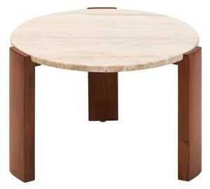 Rjava/v svetli naravni barvi okrogla klubska mizica z marmorno mizno ploščo ø 60 cm Palermo – Premier Housewares