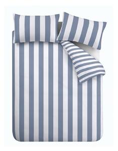 Bela/modra posteljnina za zakonsko posteljo 200x200 cm Cove Stripe – Catherine Lansfield