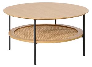 Okrogla klubska mizica v hrastovem dekorju v naravni barvi ø 80 cm Pensacola – Unique Furniture