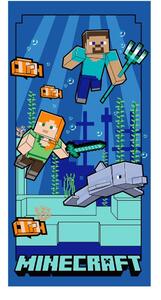 Modra otroška brisača iz mikrovlaken 70x140 cm Minecraft "Underwater Fun" – Jerry Fabrics