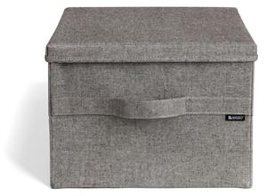 Siva tekstilna škatla za shranjevanje s pokrovom 36x46x25 cm Soft Storage Large – Bigso