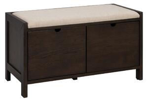 Omarica za čevlje iz masivnega hrasta s klopjo v temni naravni barvi 80x47x41 cm Hillmond – Rowico