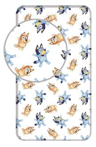 Bela napenjalna enojna bombažna otroška rjuha 90x200 cm Bluey – Jerry Fabrics