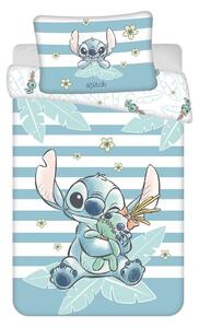 Svetlo modra bombažna otroška posteljnina za otroško posteljico 100x135 cm Lilo & Stitch "Tropical Hugs" – Jerry Fabrics