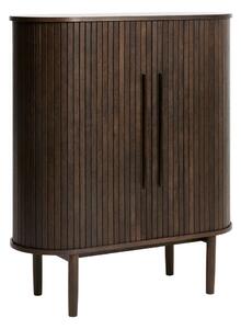 Omarica v hrastovem dekorju z drsnimi vrati v temni naravni barvi 100x118x40 cm Meta – Unique Furniture