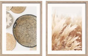 Tiskane slike v kompletu 2 ks z okvirjem 30x40 cm Full Beige – Styler