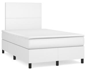 VidaXL Box spring postelja z vzmetnico bel 120x190 cm umetno usnje