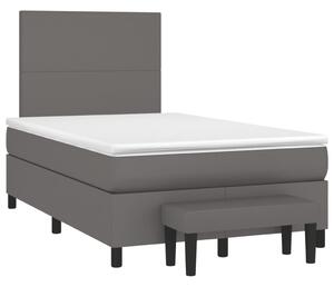 VidaXL Box spring postelja z vzmetnico siva 120x190 cm umetno usnje