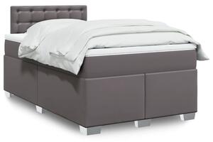 VidaXL Box spring postelja z vzmetnico siva 120x190 cm umetno usnje