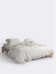 Bež podaljšana posteljnina za zakonsko posteljo iz renforce bombaža 240x220 cm Amalia Striped – Mila Home Luxury