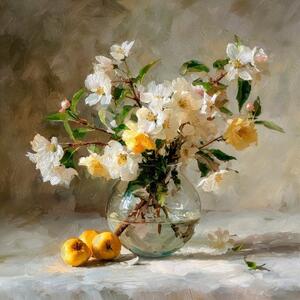Tiskana slika z okvirjem 60x60 cm Apple Flowers – Styler