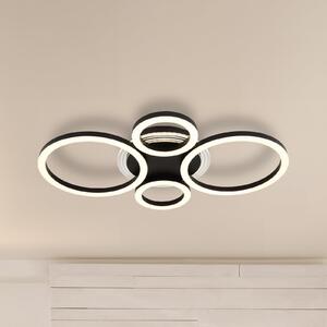 Globo LED-stropna svetilka Loretta, črna, kovina, 53 cm, CCT, Črna, Dnevna soba / jedilnica, Kovina