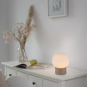 JUST LIGHT. GmbH LED namizna svetilka Nami, bela/pesek, steklo, železo, višina 17 cm, zatemnjen, Bež, Dnevna soba / jedilnica, Steklo, Globus