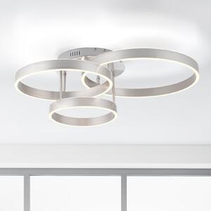 JUST LIGHT. GmbH LED-stropna svetilka Lilluti, srebrna, železo, aluminij, 3 obroči, zatemnjen, Kovinska, Dnevna soba / jedilnica, Kovina, Sodobni