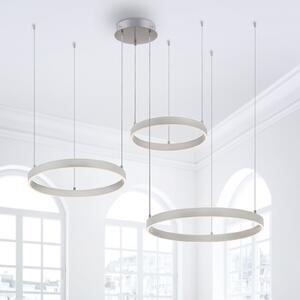 JUST LIGHT. GmbH LED-visoka svetilka Lilluti, srebrna, železo, aluminij, 3 obroči, zatemnjen, Kovinska, Dnevna soba / jedilnica, Kovina, Sodobni