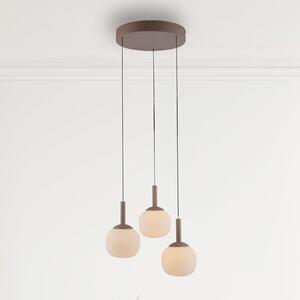 JUST LIGHT. GmbH LED-visoka svetilka Nami, 3-žarnica, okrogla, pesek, bela, steklo, železo, zatemnjen, Bež, Dnevna soba / jedilnica, Steklo, Globus