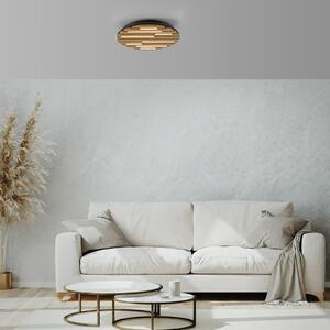 JUST LIGHT. GmbH LED-stropna svetilka Akustik, premer 38 cm, naravni les, kovina, Les, Dnevna soba / jedilnica, Les, Sodobni