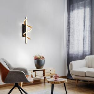 JUST LIGHT. GmbH LED-stenna svetilka Emanda, črna/zlata, železo, aluminij, zatemnjen, Črna, Dnevna soba / jedilnica, Kovina