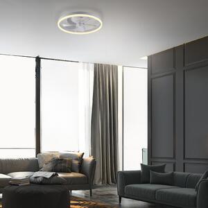 JUST LIGHT. GmbH LED stropni ventilator Rita, bel, CCT, daljinski upravljalnik, premer 50 cm, zatemnjen, Bela, Dnevna soba / jedilnica, Kovina, Sodobni